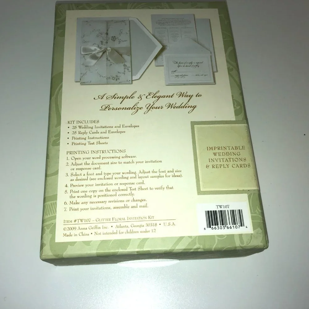 Always Anna Wedding Invitations 25 Count‎ NWT in Box